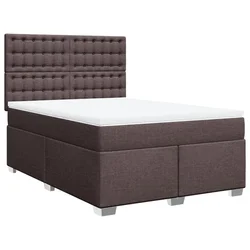 Vidaxl Box spring postelja z vzmetnico temno rjava 160x200 cm blago
