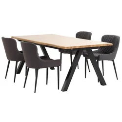 SANDBY D210 sto natur hrast + 4 PEBRINGE siva/crna