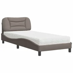 Vidaxl Postelja z vzmetnico Hvar taupe 90x200 cm blago