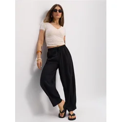 Sinsay - Barrel leg pantalone od viskoze sa dodatkom lana - crno