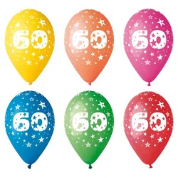 Balon, 26 cm, številka: 60, 5 kosov
