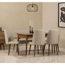 HANAH HOME Vina Walnut Cream set stola stolica i klupe