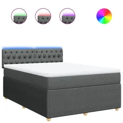 Vidaxl Box spring posteljni z vzmetnico temno siv 140x190 cm blago