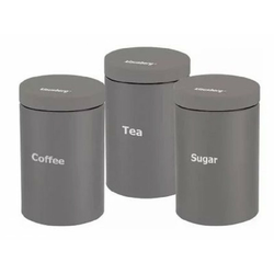 KLAUSBERG kb7544 metalne kutije 3 kafa šećer čaj 11,5x16,5 cm siva