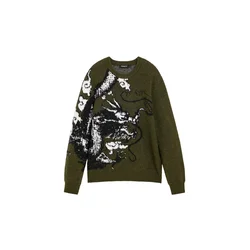 Desigual Pulover temno zelena/mešane barve