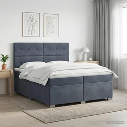 vidaXL Postelja boxspring z vzmetnico Temno siva 200 x 200 cm Žamet
