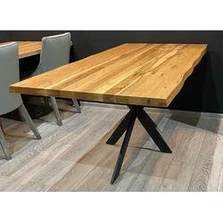 Casa Padrino luxury dining table natural/black 180 x 90 x H. 77 cm - Rectangular kitchen table with rustic solid wood table top - Rustic dining room furniture - Luxury dining room furniture