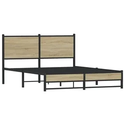 Vidaxl Kovinski posteljni okvir brez vzmetnice sonoma hrast 137x190cm