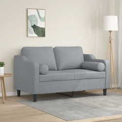 Dvosjed s ukrasnim jastucima svjetlosivi 120 cm od tkanine