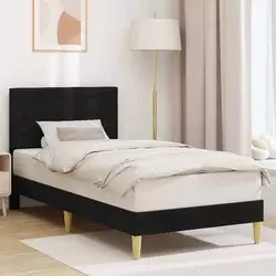 Krevetna konstrukcija s uzglavljem Crna 90 x 200 cm Tkanina