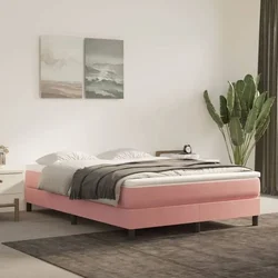 Okvir za krevet s oprugom ružičasti 140 x 190 cm baršunasti