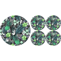 Bertoni Home Unisexs 1+4 Round Table Pads Set Lambada Green