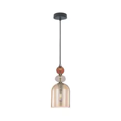 Luster na lanku TROPEA 1xE27/15W/230V crna/zadimljena crvena/bež