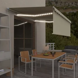 Tenda na ručno uvlačenje s roletom i LED svjetlima 4 x 3 m krem