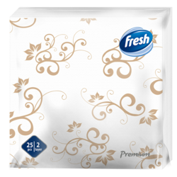FRESH Papirne salvete DEKOR PREMIUM, Bele, 25 komada, 38x38cm