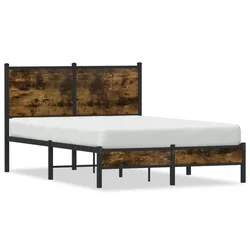 shumee vidaXL Kovinski posteljni okvir brez vzmetnice dimljen hrast 120x200 cm