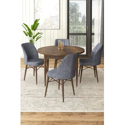 Hanah Home Set Trpezarijski sto i 4 stolice, Sivo-braon