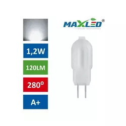 MAX-LED led žarnica - sijalka g4 1,2w 12v nevtralno bela 5000k 1:1 max-led