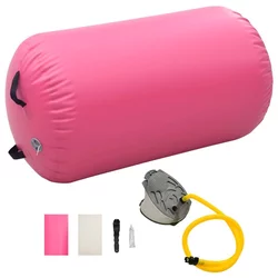 Gimnastički valjak na napuhavanje s crpkom 100x60 cm PVC rozi