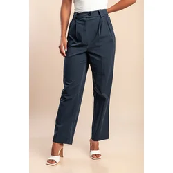 Plus size hlače z visokim pasom, modre