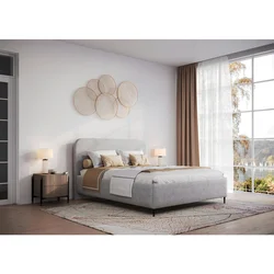 MID.YOU OBLAZINJENA POSTELJA 140 cm x 200 cm , les, tekstil, leseni material siva