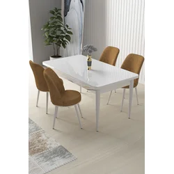 Hanah Home Set Trpezarijski sto i 4 stolice Nil, Oker-beli
