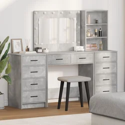 Toaletni stol s ladicama 3 pcs Betonski sivi Konstruirano drvo