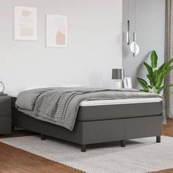 vidaXL Box spring postelja z vzmetnico siv 120x200 cm umetno usnje