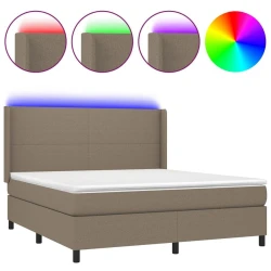 Vidaxl Box spring postelja z vzmetnico LED taupe 160x200 cm blago