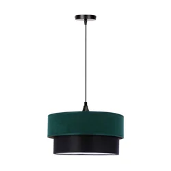 Solanto Pendant Lamp Black 1X60 E27 Duo Lampshade 35+30 Bottle Green/Golden +Black