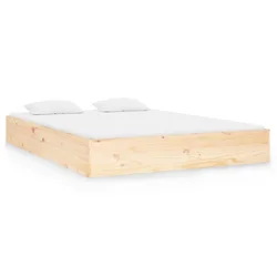 Vidaxl Posteljni okvir iz trdnega lesa 140x190 cm
