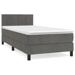 Vidaxl Box spring postelja z vzmetnico temno siva 80x200 cm žamet