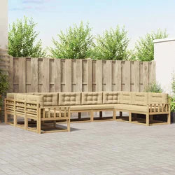 Set vanjskih sofa s jastukom 9 pcs Bijela i bež