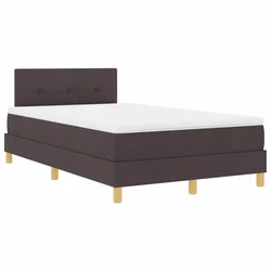 Vidaxl LED Box Spring Postelja Temno rjava 120 x 200 cm blago