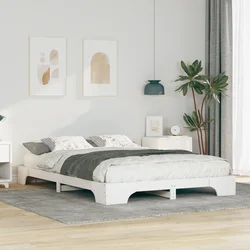 vidaXL Posteljni okvir Bela 140 x 220 cm Trdna borovina