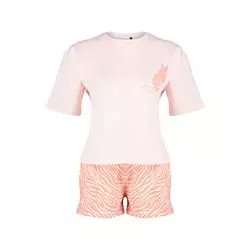 Trendyol Pink 100% Cotton Zebra Printed Knitted Pajamas Set