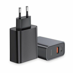 ZIDNI PUNJAČ ZA MOBITEL I TABLET BASEUS SPEED PPS 2-PORT NETWORK CHARGER PD30W/QC3.0 BLACK