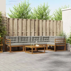 Set vanjskih sofa s jastukom 6 pcs Prirodna i svjetlosiva