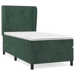 Vidaxl Box spring postelja z vzmetnico temno zelena 100x200 cm žamet