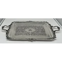 PompA¶A¶s by Casa Padrino luxury baroque serving tray crown silver 52 cm - designed by Harald GlA¶A¶ckler