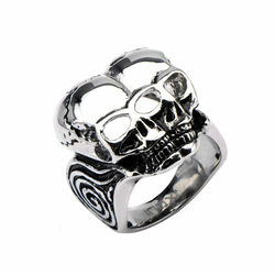 Ring INOX - BLK CONJOIND TWN SKUL - FR367