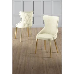 Hanah Home set trpezarijskih stolica Alpa 8 kom, krem tkanina Babyface, zlatne metalne noge