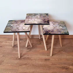 Hanah Home Set klub stočića 3Shp263, 3 komada, Šarena