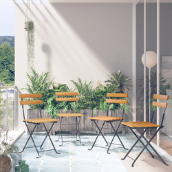 Sklopive bistro stolice 4 kom od masivnog bagremovog drva