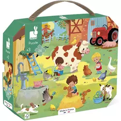 Dječja slagalica u koferu Janod - Dan na farmi, 24 dijela