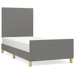 Vidaxl Posteljni okvir brez vzmetnice temno siv 90x190 cm blago