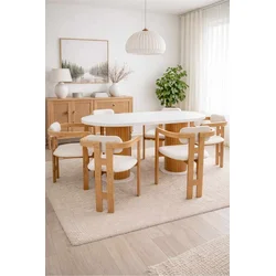 HANAH HOME Set Trpezarijski sto i 6 stolica Bohemian Round Scandinavian 7