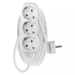 Podaljšek 2 m/3 vtičnice/beli/PVC/1 mm2