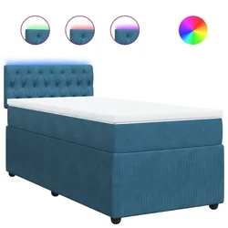 Vidaxl Box spring postelja z vzmetnico modra 90x200 cm žamet