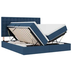 Krevet s od storage s uzglavljem Plava 200 x 200 cm Tkanina